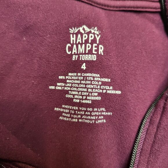 Happy Camper By Torrid Sweatshirt Womens Size 4 Purple Quarter Zip Pullover - Picture 2 of 7